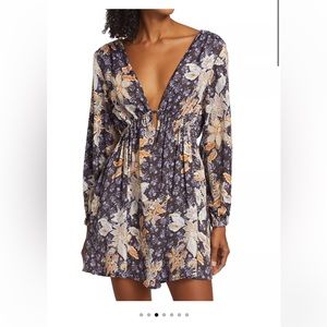 Free People Soli Floral Long-Sleeve Minidress